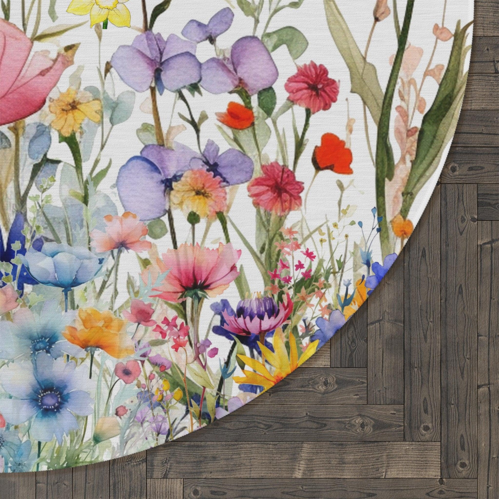Round Rug Wildflower Touch of Whimsical Nature's Bloom Charm to Your Home Decor, Housewarming Gift Newlywed New House Rug - MRSBYVALLE