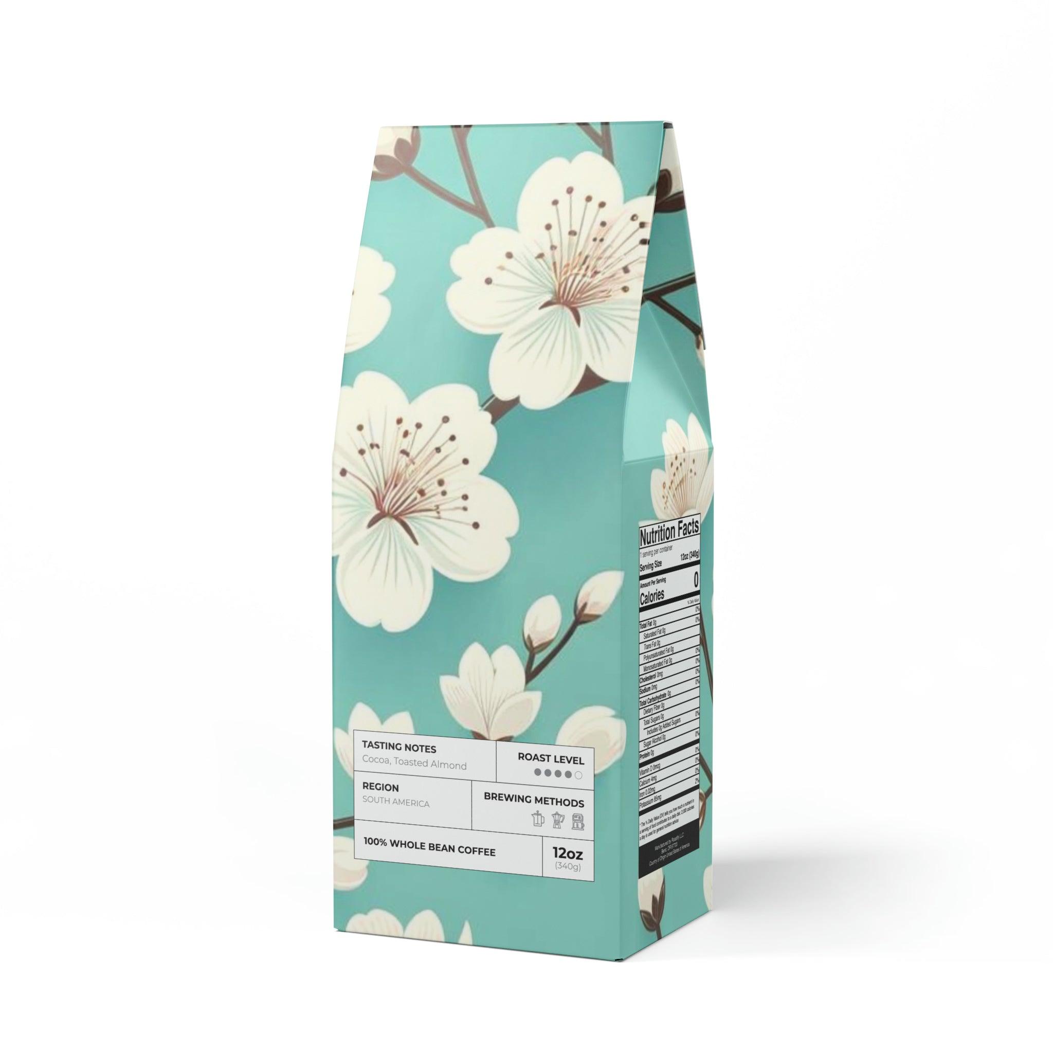 Serene White Cherry Blossom and Turquoise Cascades Blend Medium-Dark Roast Coffee Fun Design | Rich Aroma Smooth Taste for the Adventurous Spirit Climbing - MRSBYVALLE