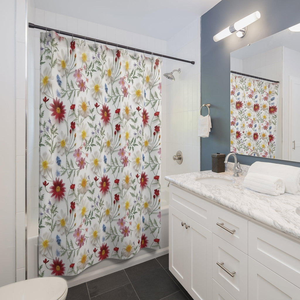 Shower Curtain Enchanting 3D Faux Floral 1x74, Modern Bathroom Decor Bathroom Decor Housewarming New House Gift Newlywed Wedding Gift - MRSBYVALLE