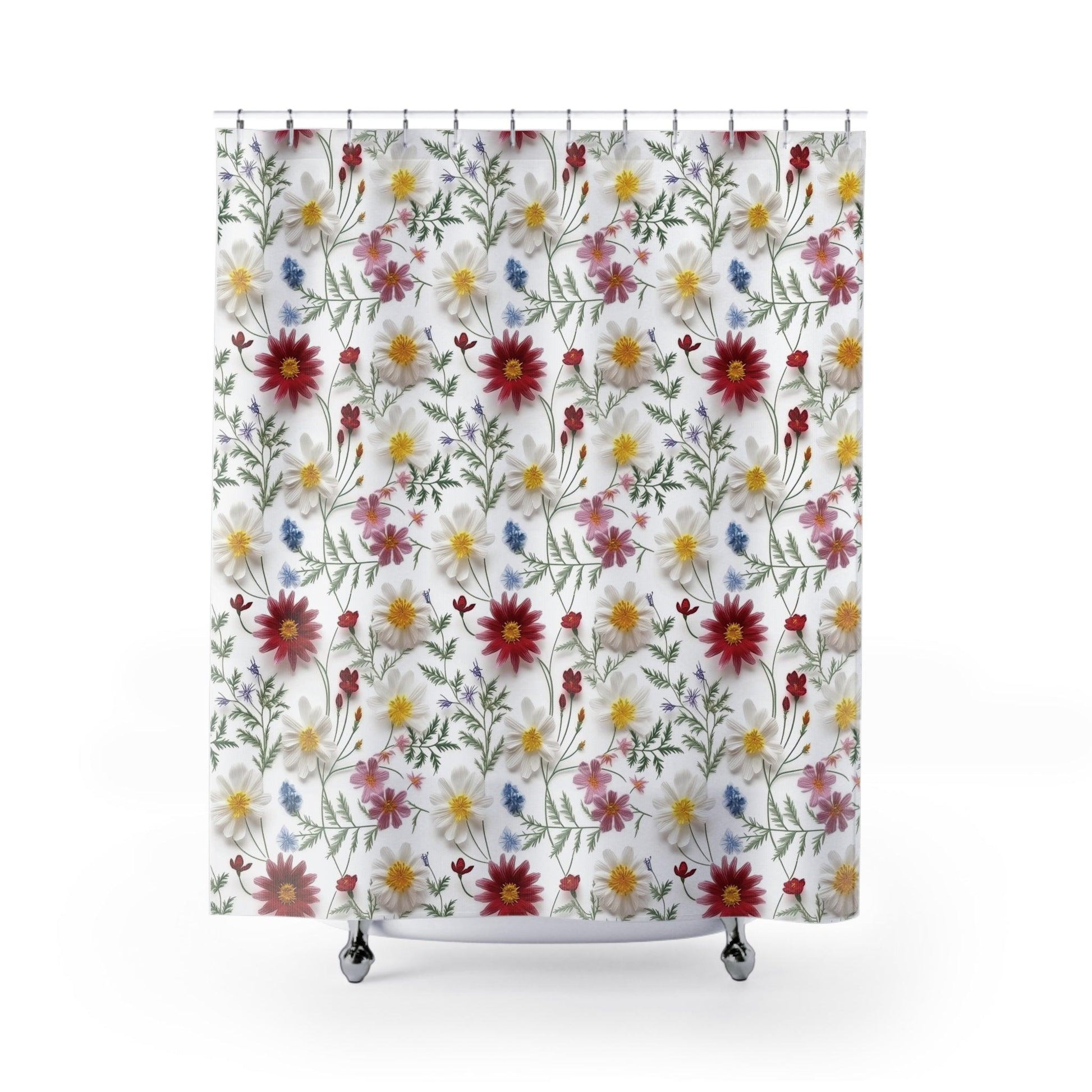 Shower Curtain Enchanting 3D Faux Floral 1x74, Modern Bathroom Decor Bathroom Decor Housewarming New House Gift Newlywed Wedding Gift - MRSBYVALLE