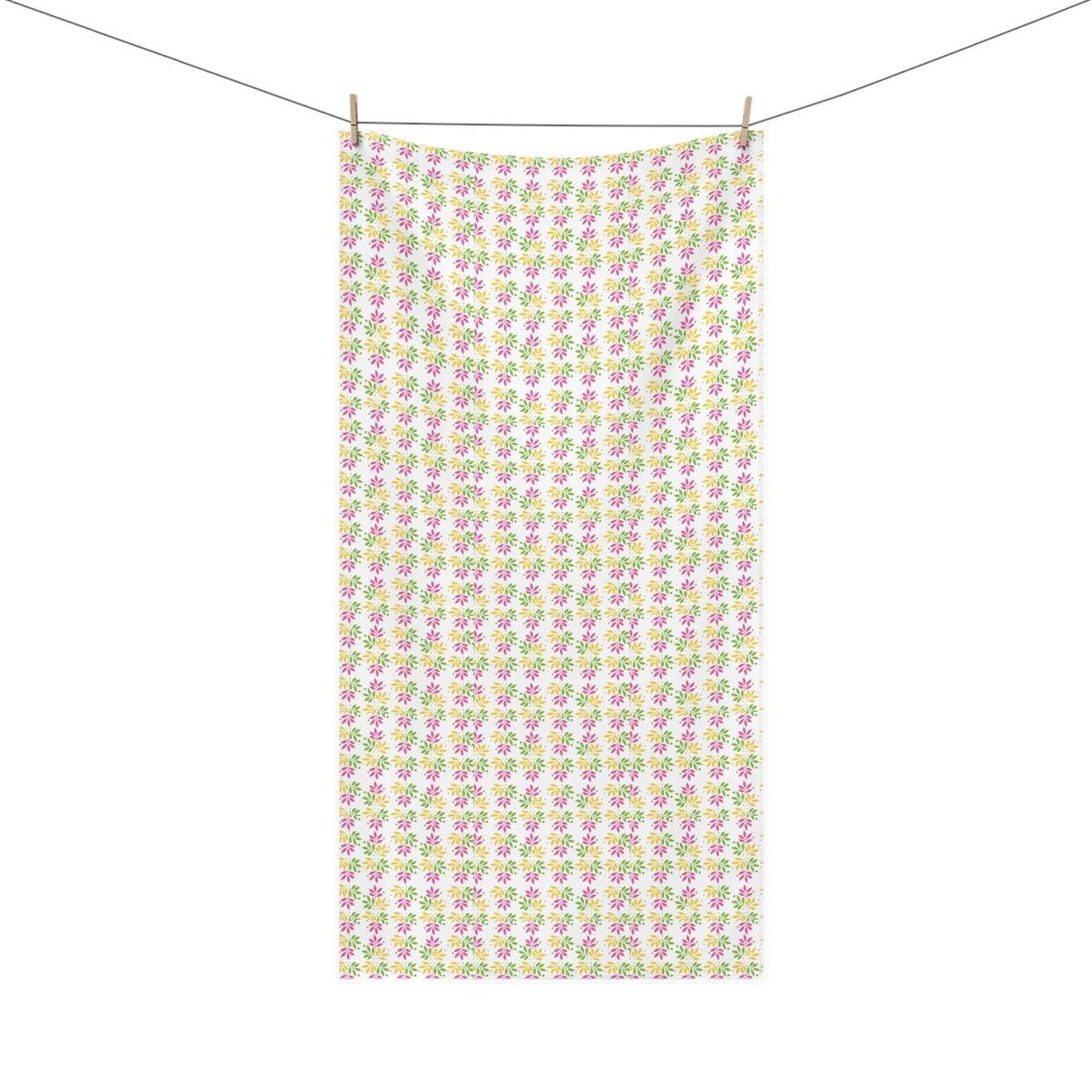Soft & Luxurious Pink, Mint Green, Yellow Boho Chic Botanical Leaf Mink-Cotton Towel 30x60 Elevate Your Bath Experience with Vibrant Nature-Inspired Elegance Housewarming Gift - MRSBYVALLE