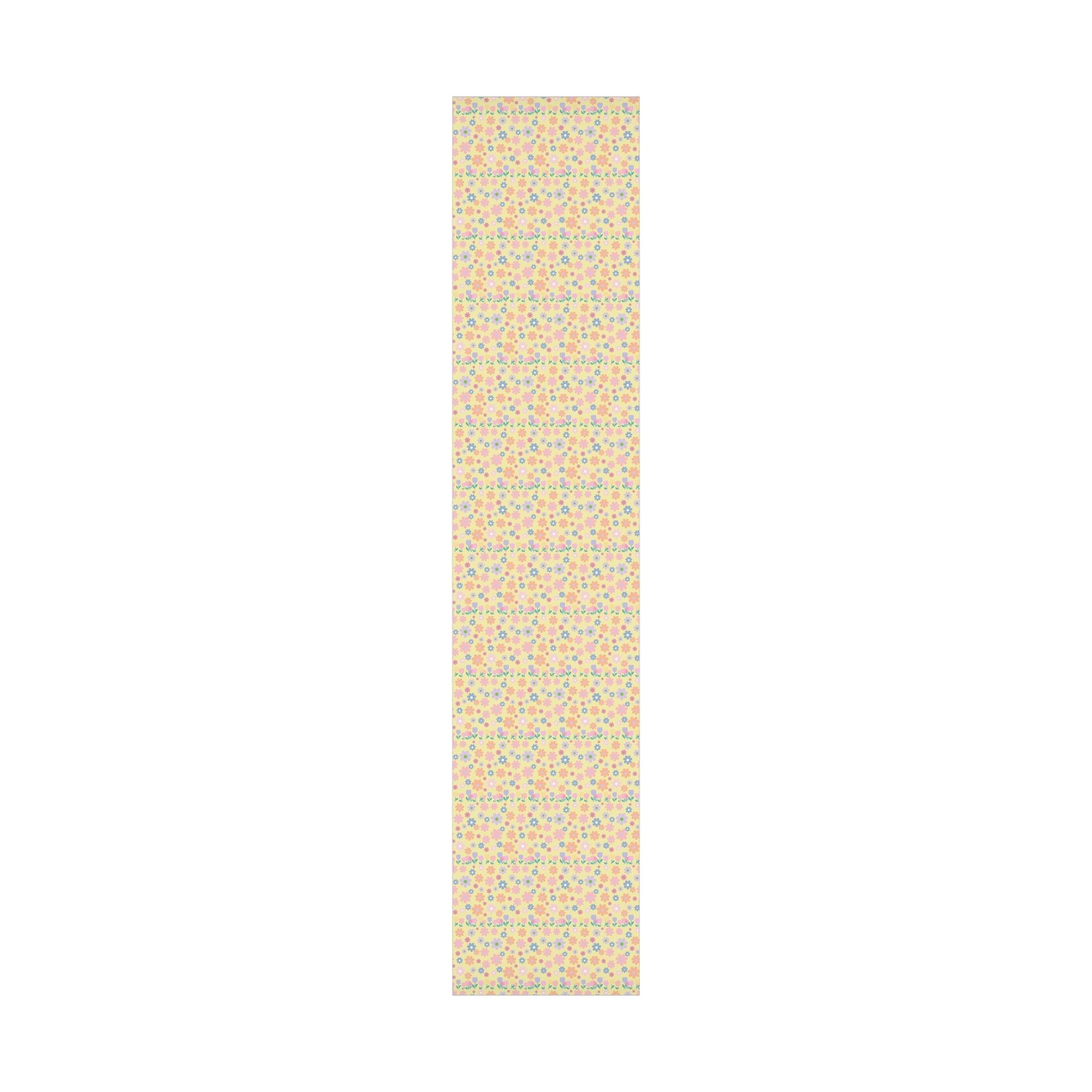 Soft Pink, Peach, Purple, and Green Floral Designs on Pastel Yellow Wrapping Paper Perfect for Elegant Gifts & Spring Celebrations Bridal Showers - MRSBYVALLE