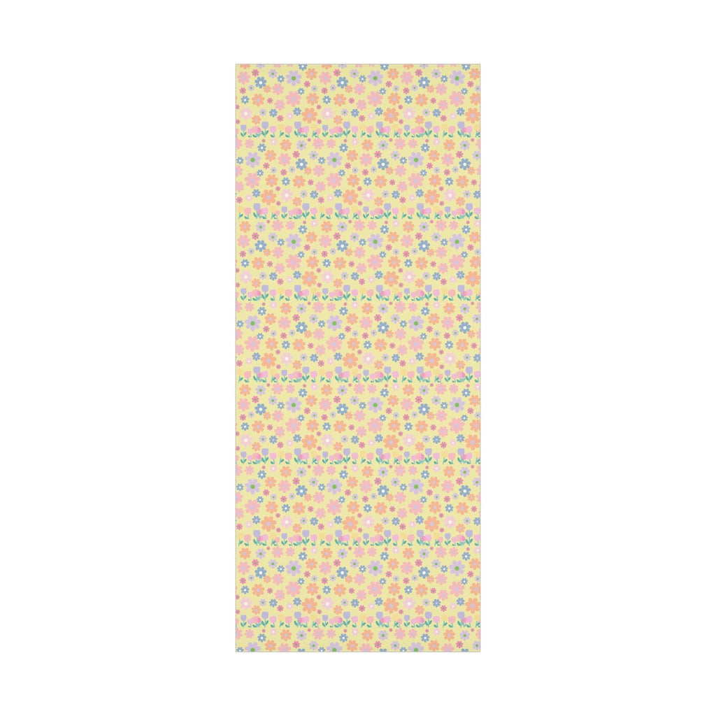 Soft Pink, Peach, Purple, and Green Floral Designs on Pastel Yellow Wrapping Paper Perfect for Elegant Gifts & Spring Celebrations Bridal Showers - MRSBYVALLE