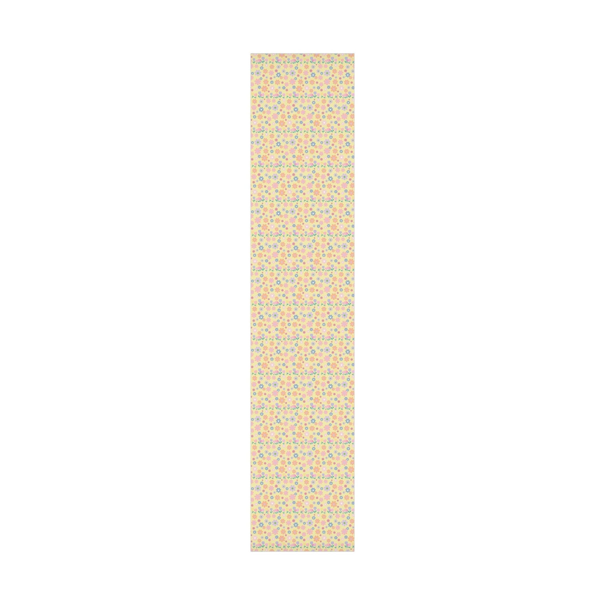 Soft Pink, Peach, Purple, and Green Floral Designs on Pastel Yellow Wrapping Paper Perfect for Elegant Gifts & Spring Celebrations Bridal Showers - MRSBYVALLE