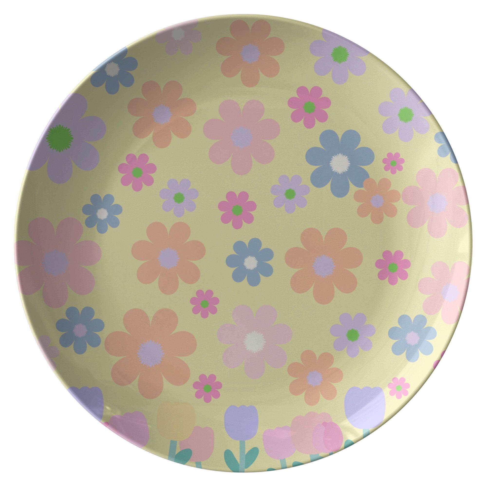 Spring Blossom Elegance 10" Pastel Mint Plate Adorned with Soft Floral Accents - MRSBYVALLE