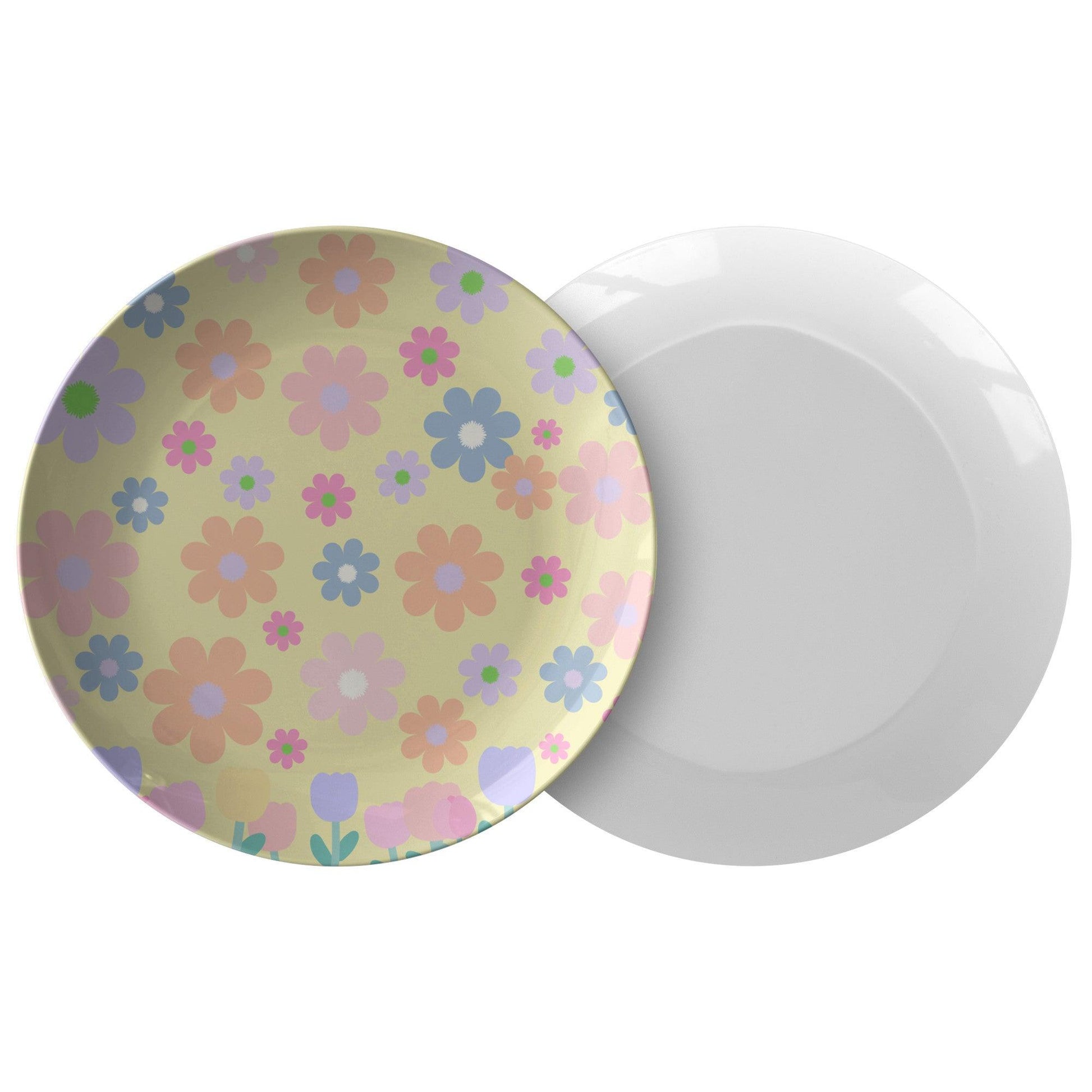 Spring Blossom Elegance 10" Pastel Mint Plate Adorned with Soft Floral Accents - MRSBYVALLE