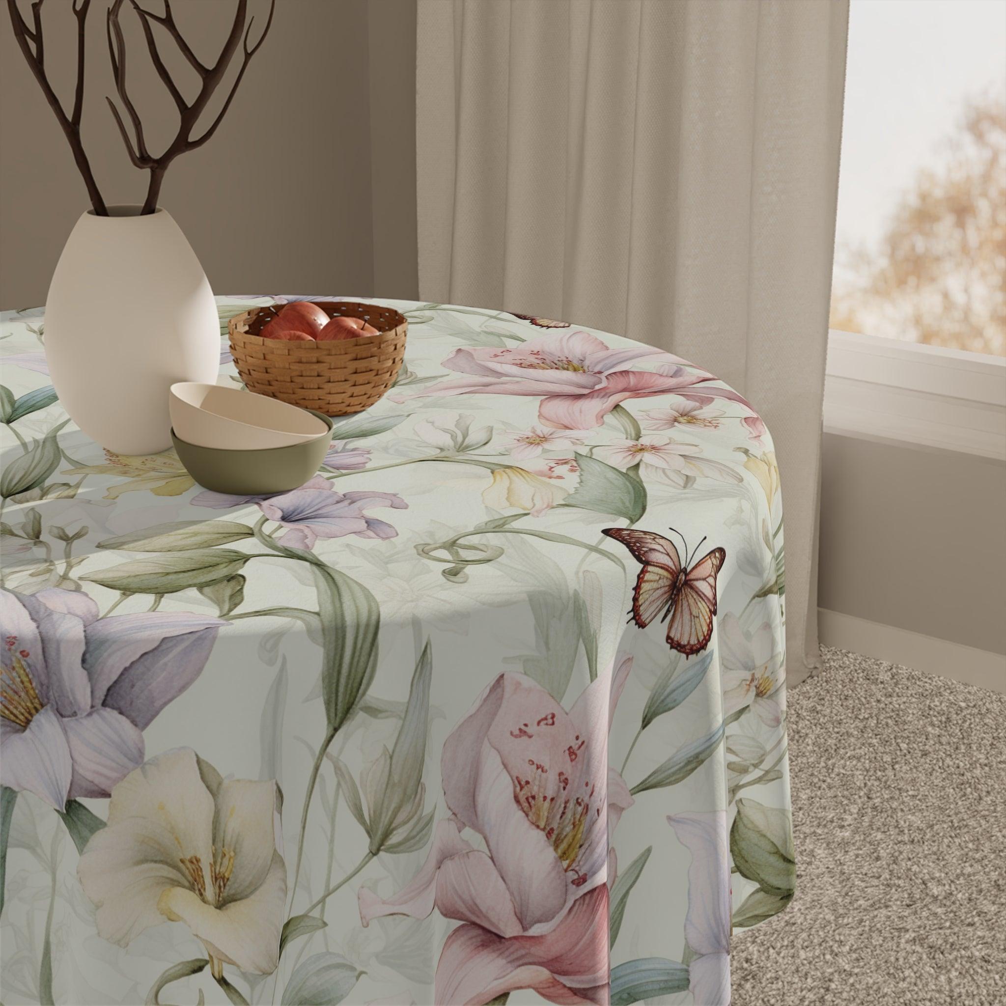 Tablecloth Butterfly Purple Pink Pastel Elegant, Washable Linens for Home, Weddings, Birthdays all Events Durable & Stylish for All Occasions - MRSBYVALLE