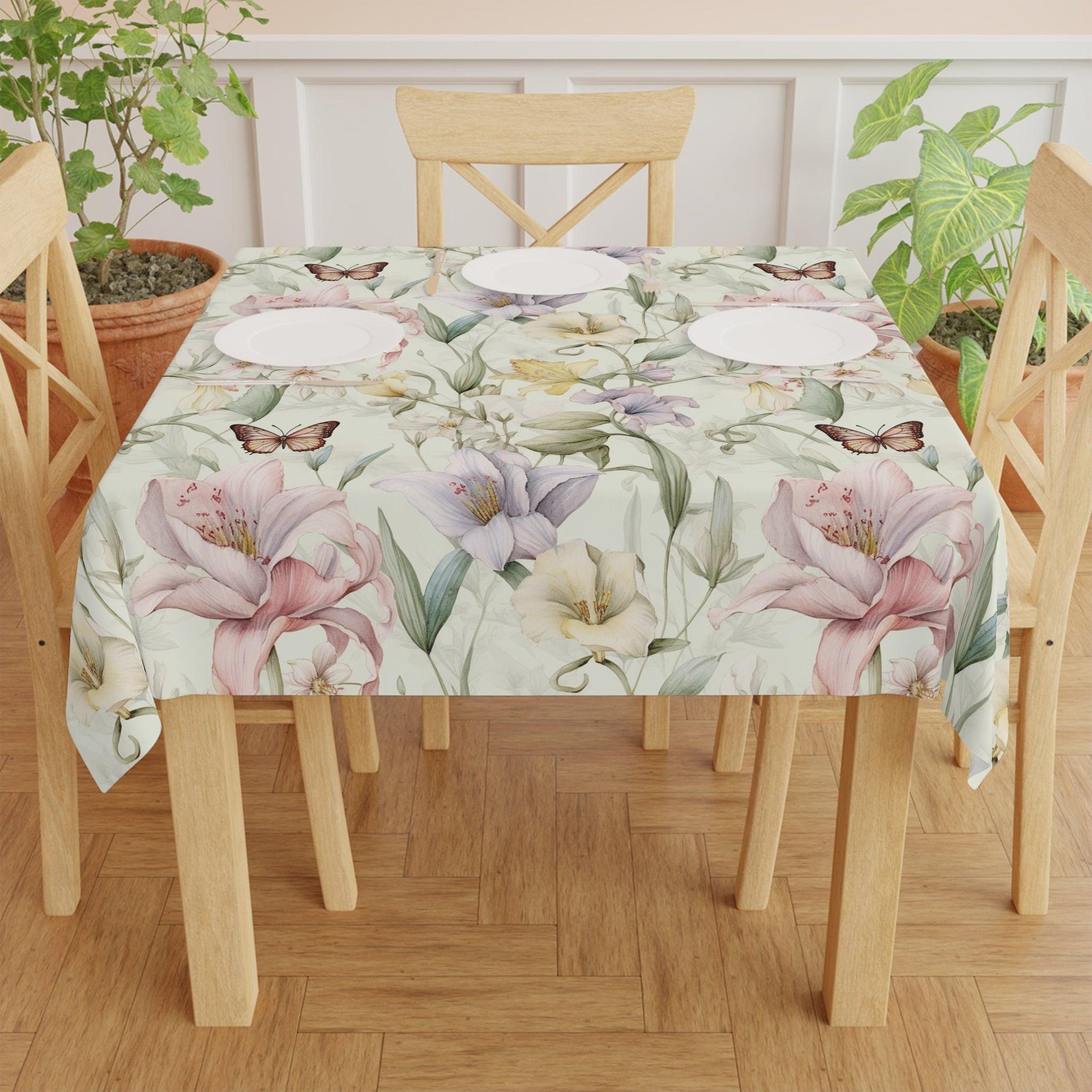 Tablecloth Butterfly Purple Pink Pastel Elegant, Washable Linens for Home, Weddings, Birthdays all Events Durable & Stylish for All Occasions - MRSBYVALLE