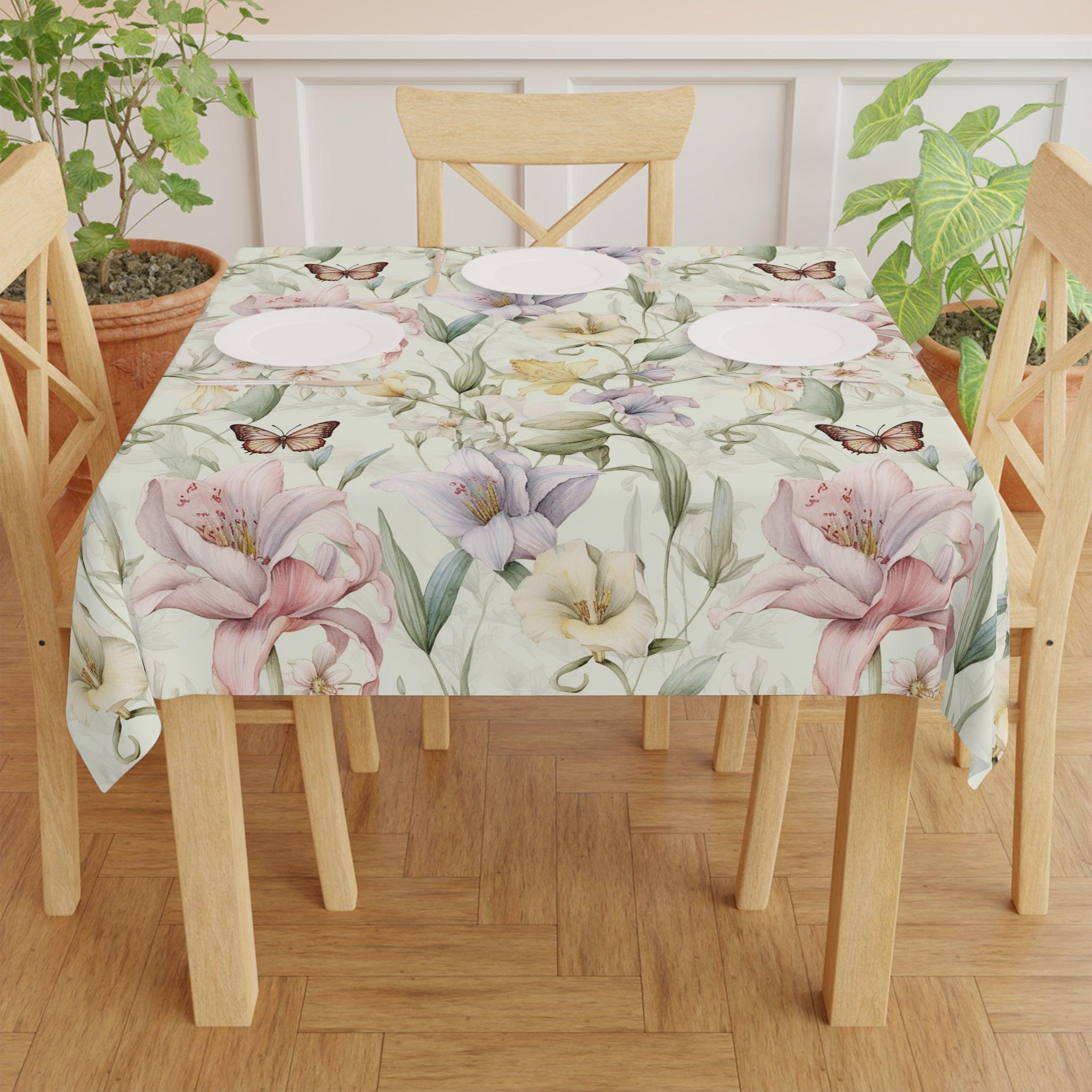 Tablecloth Butterfly Purple Pink Pastel Elegant, Washable Linens for Home, Weddings, Birthdays all Events Durable & Stylish for All Occasions - MRSBYVALLE
