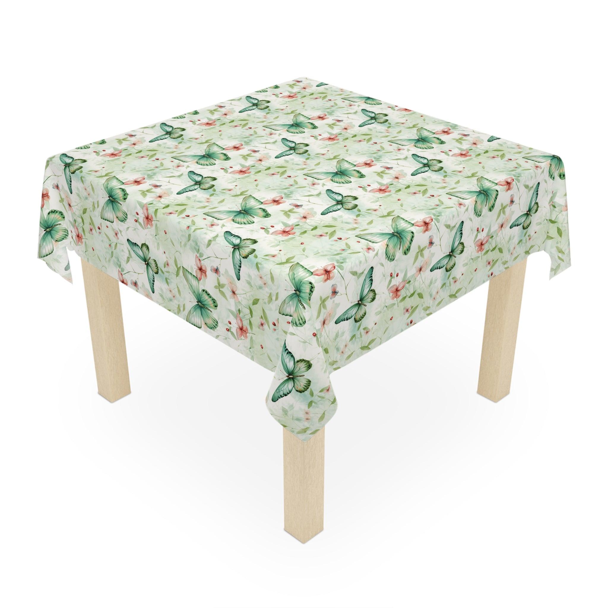 Tablecloth Pastel Mint Green, Yellow & Blue Floral Elegant, Washable Linens for Home, Weddings, Birthdays all Events Durable & Stylish for All Occasions - MRSBYVALLE