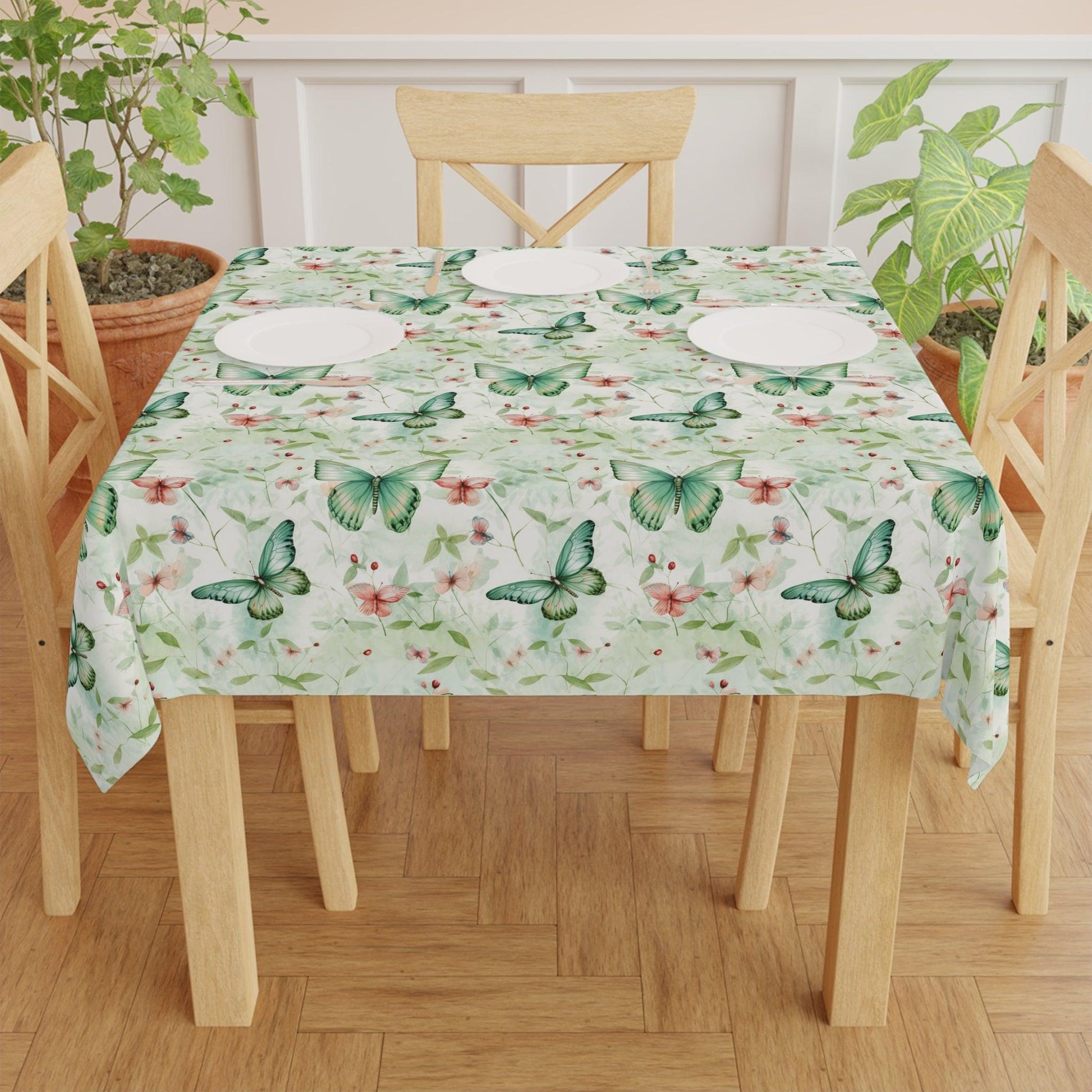 Tablecloth Pastel Mint Green, Yellow & Blue Floral Elegant, Washable Linens for Home, Weddings, Birthdays all Events Durable & Stylish for All Occasions - MRSBYVALLE
