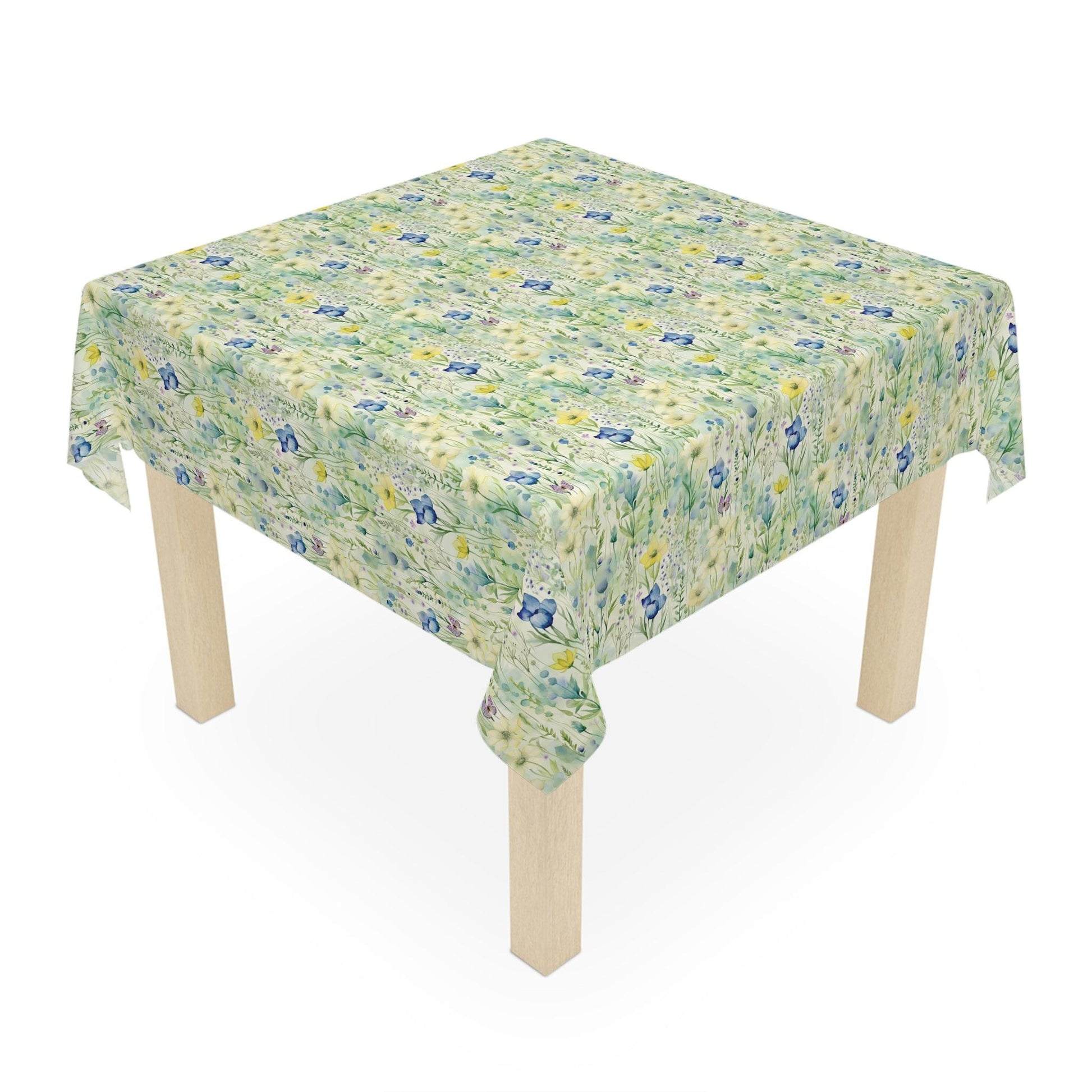 Tablecloth Pastel Mint Green, Yellow & Blue Floral Tablecloth Perfect for Weddings, Mother's Day & All Occasions Spring-Inspired Elegance Washable Linens for Home, Birthdays all Events - MRSBYVALLE