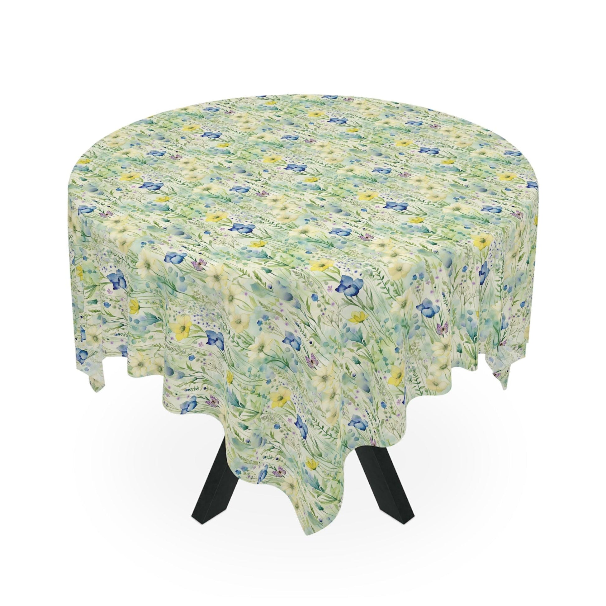 Tablecloth Pastel Mint Green, Yellow & Blue Floral Tablecloth Perfect for Weddings, Mother's Day & All Occasions Spring-Inspired Elegance Washable Linens for Home, Birthdays all Events - MRSBYVALLE