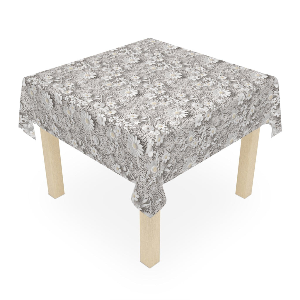Tablecloth White 3D Illusion Floral Elegant, Washable Linens for Home, Weddings, Birthdays all Events Durable & Stylish for All Occasions - MRSBYVALLE