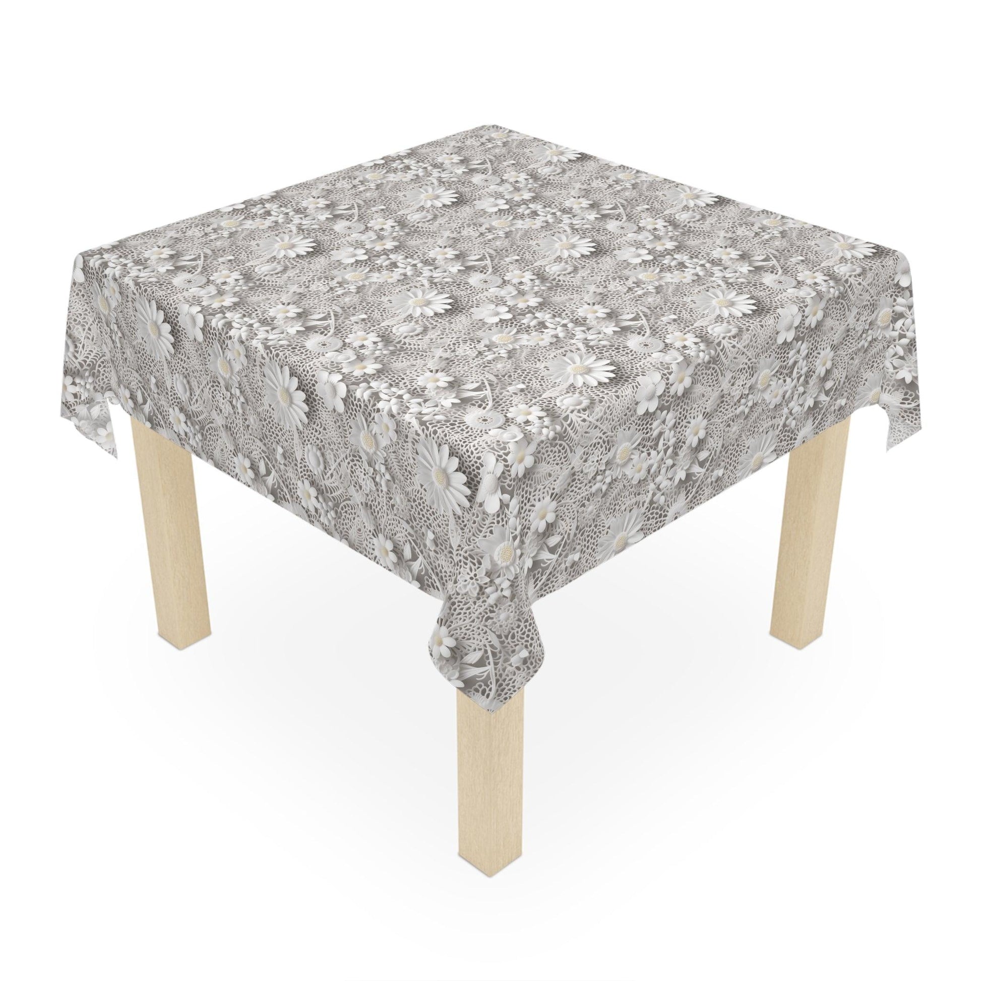 Tablecloth White 3D Illusion Floral Elegant, Washable Linens for Home, Weddings, Birthdays all Events Durable & Stylish for All Occasions - MRSBYVALLE