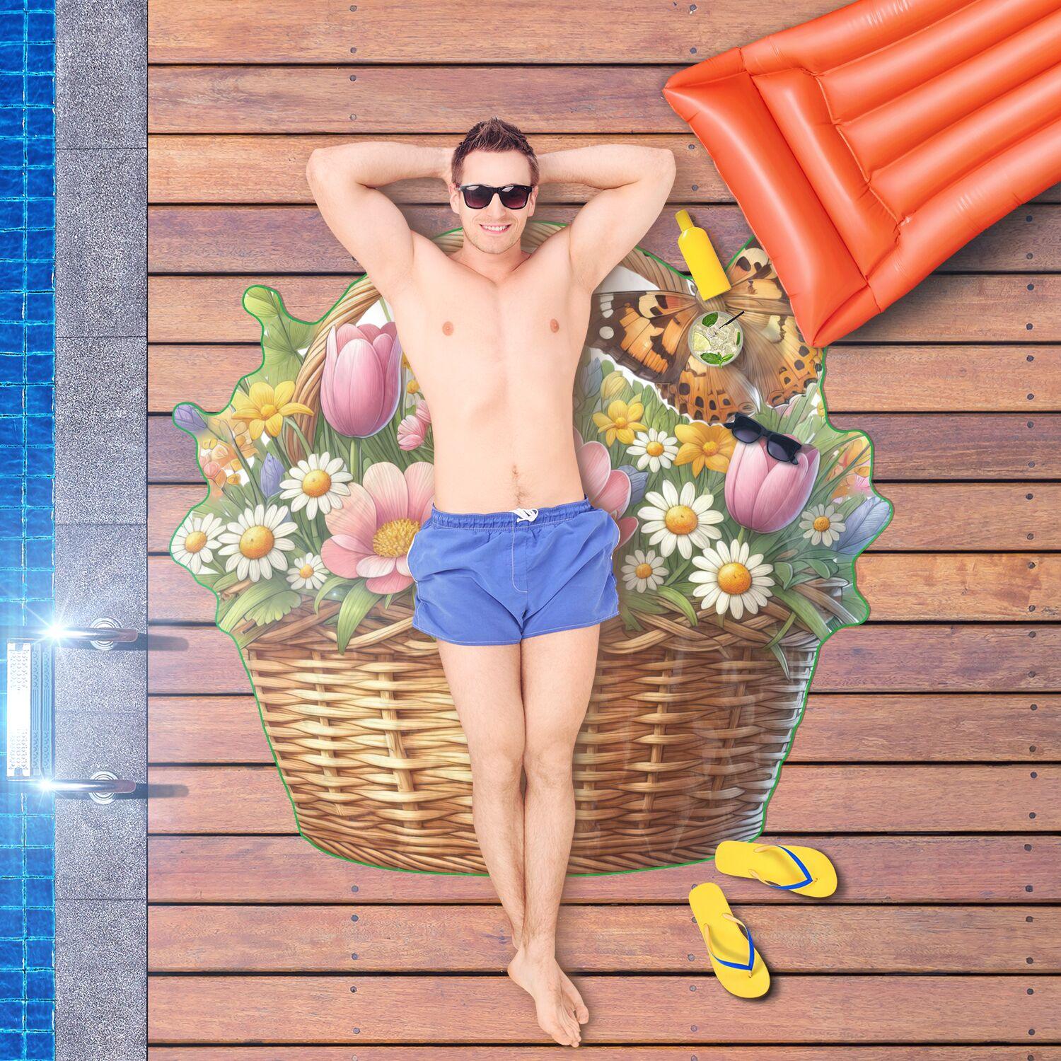 Transform your beach experience with our Basket Bouquet Beach Towel featuring a stunning flower and butterfly design ultimate summer vibes! - MRSBYVALLE