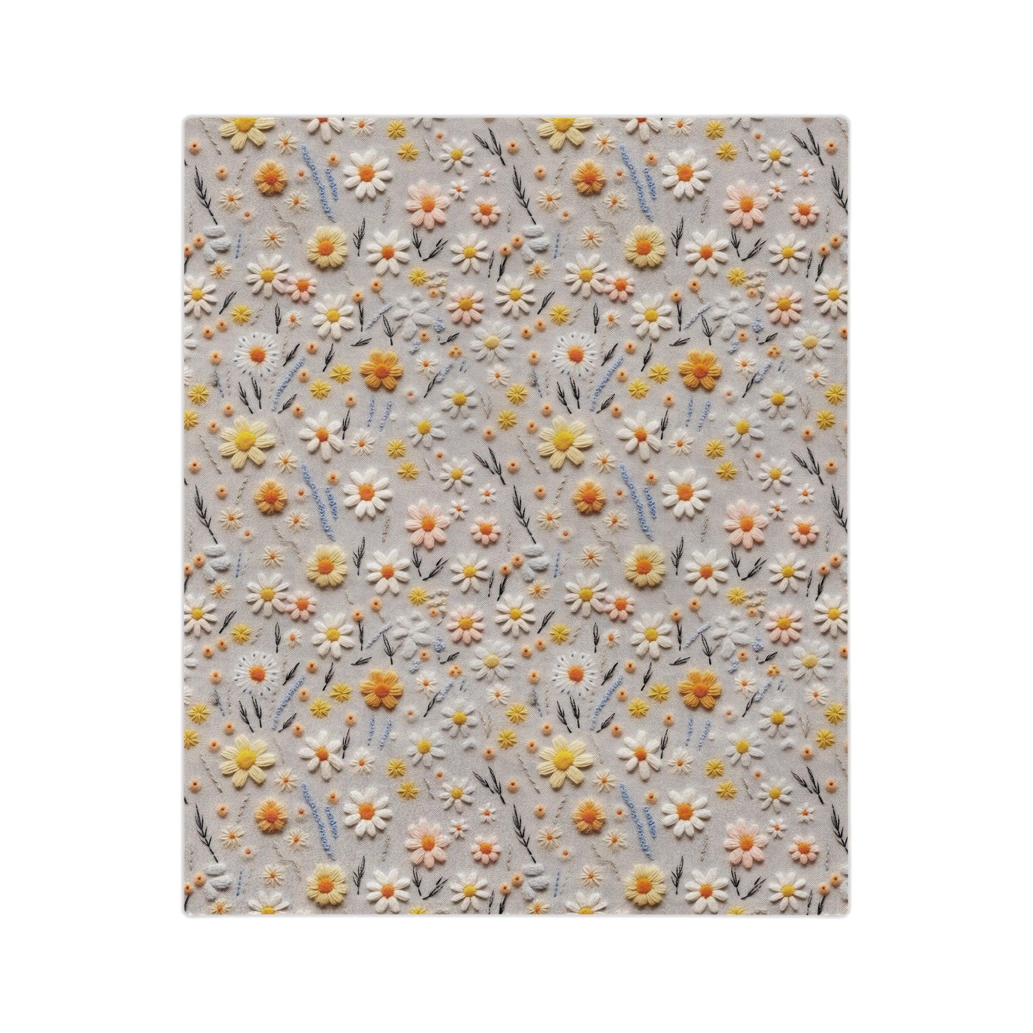 Velveteen Microfiber Blanket Daisy Dreams 3D Illusion Floral Velveteen Microfiber Blanket Luxurious Comfort Meets Enchanting Design Housewarming Gift Throw - MRSBYVALLE
