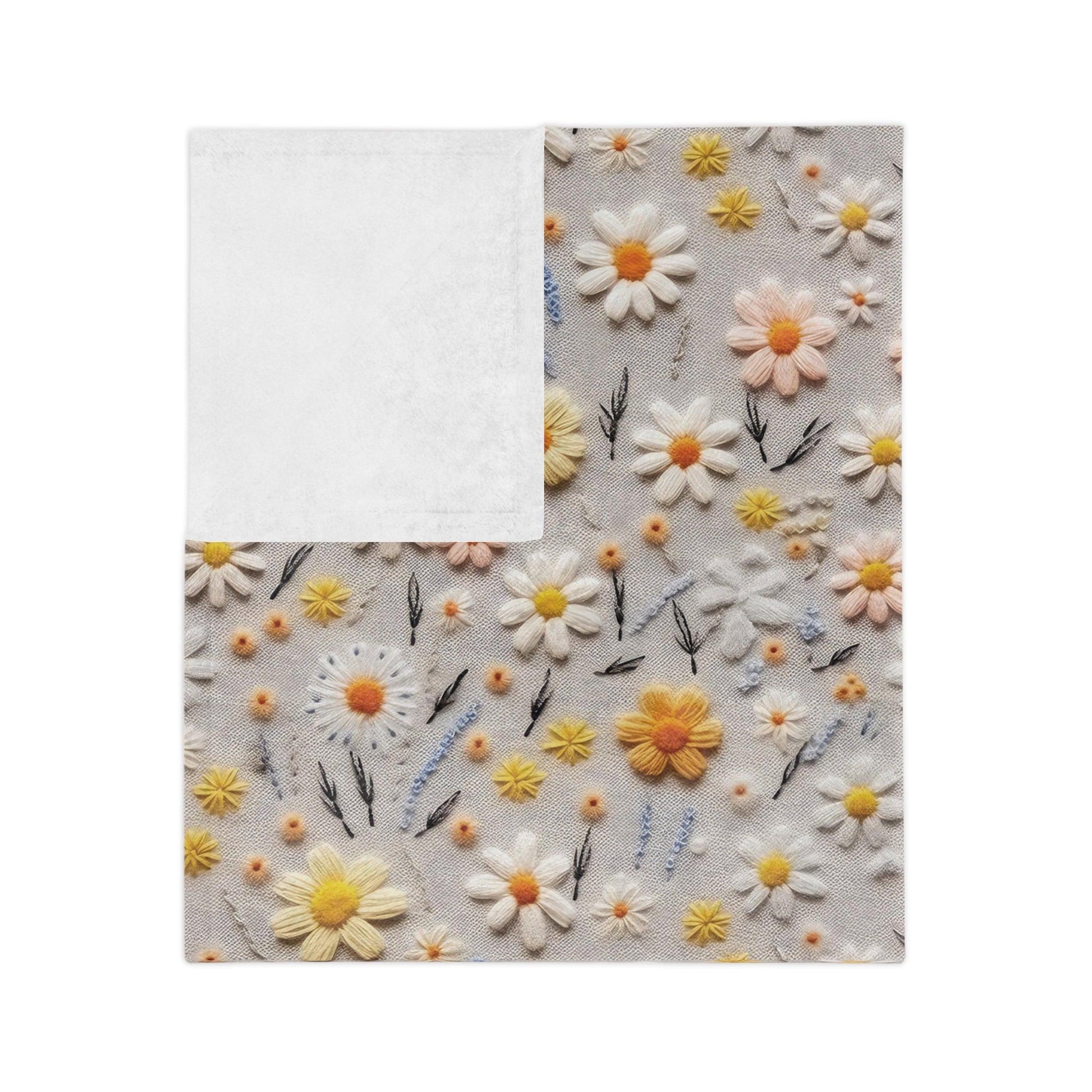Velveteen Microfiber Blanket Daisy Dreams 3D Illusion Floral Velveteen Microfiber Blanket Luxurious Comfort Meets Enchanting Design Housewarming Gift Throw - MRSBYVALLE
