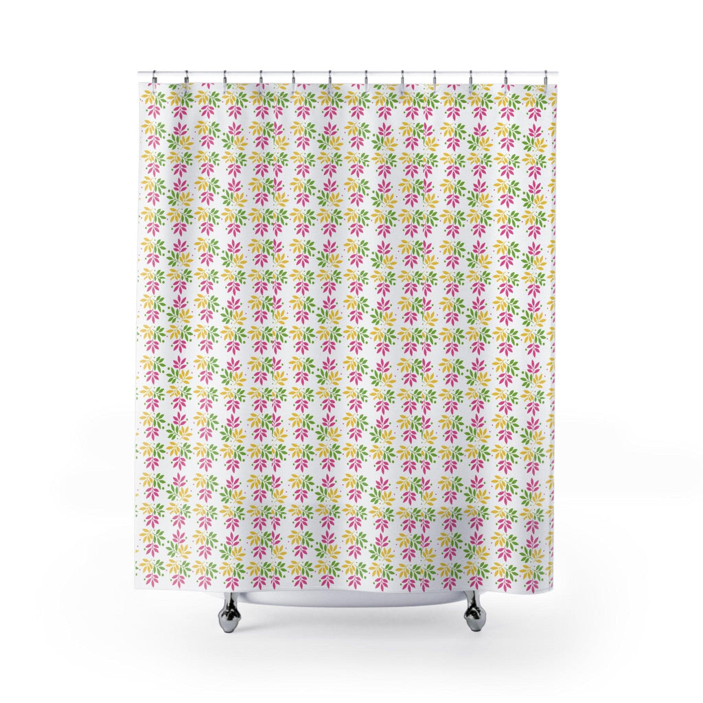 Vibrant Pink, Mint Green & Yellow Boho Chic Botanical Leaf Shower Curtain 71x74 Inches Nature-Inspired Oasis in Your BathroomHousewarming New House Gift Newlywed Wedding Gift - MRSBYVALLE