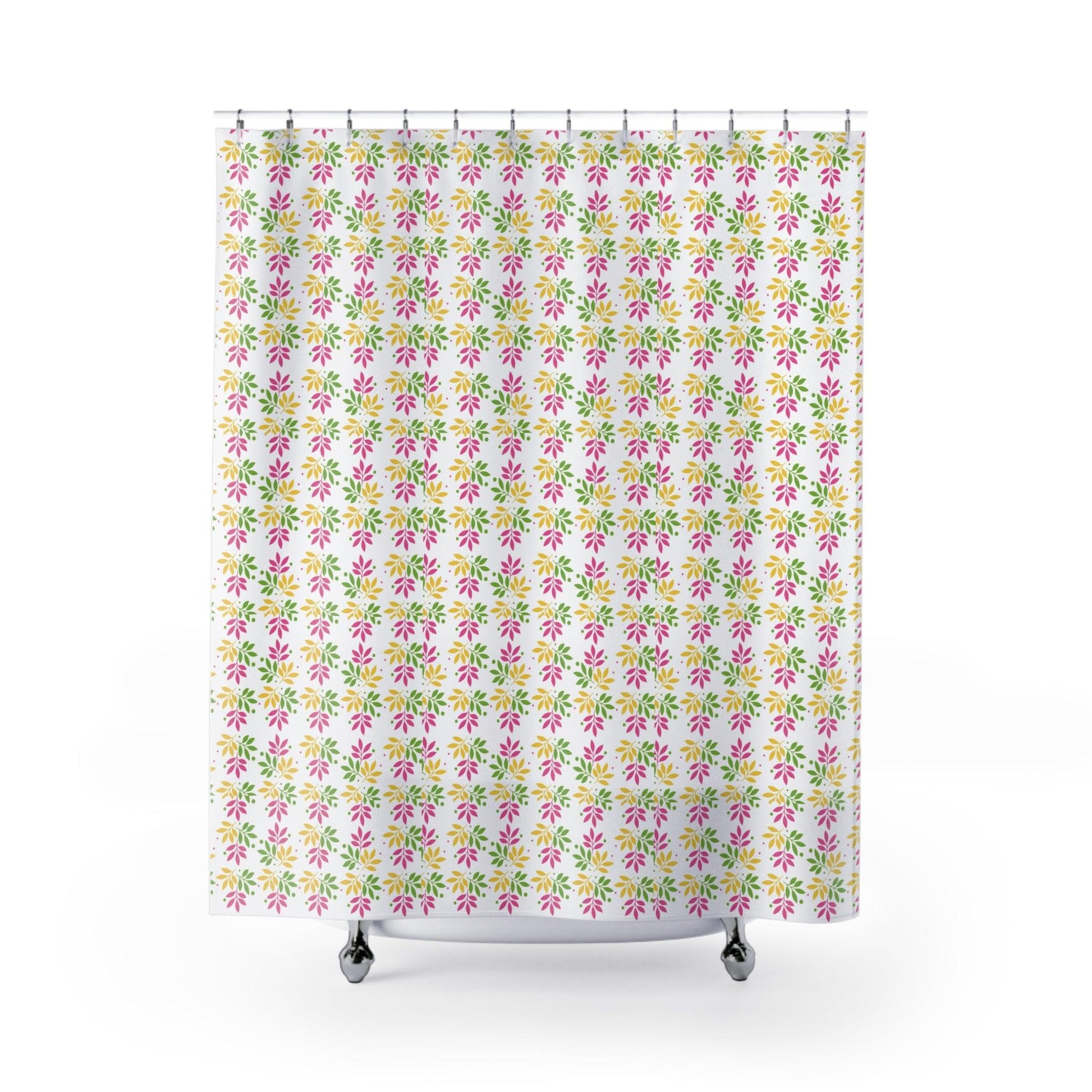 Vibrant Pink, Mint Green & Yellow Boho Chic Botanical Leaf Shower Curtain 71x74 Inches Nature-Inspired Oasis in Your BathroomHousewarming New House Gift Newlywed Wedding Gift - MRSBYVALLE