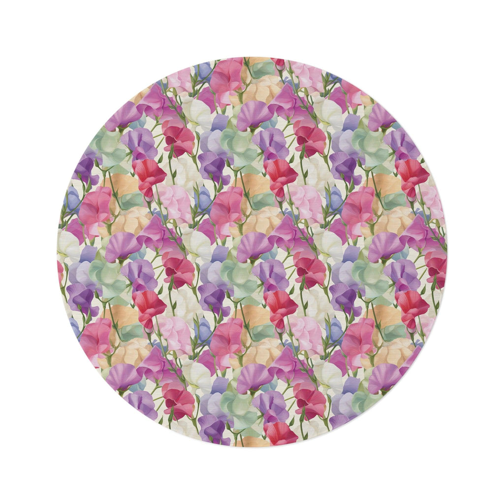 Vibrant Pink Purple Blue Boho Chic Botanical Leaf 60x60 Round Rug Nature-Inspired Charm to Any Room Housewarming Gift Newlywed New House Rug interior Designer - MRSBYVALLE