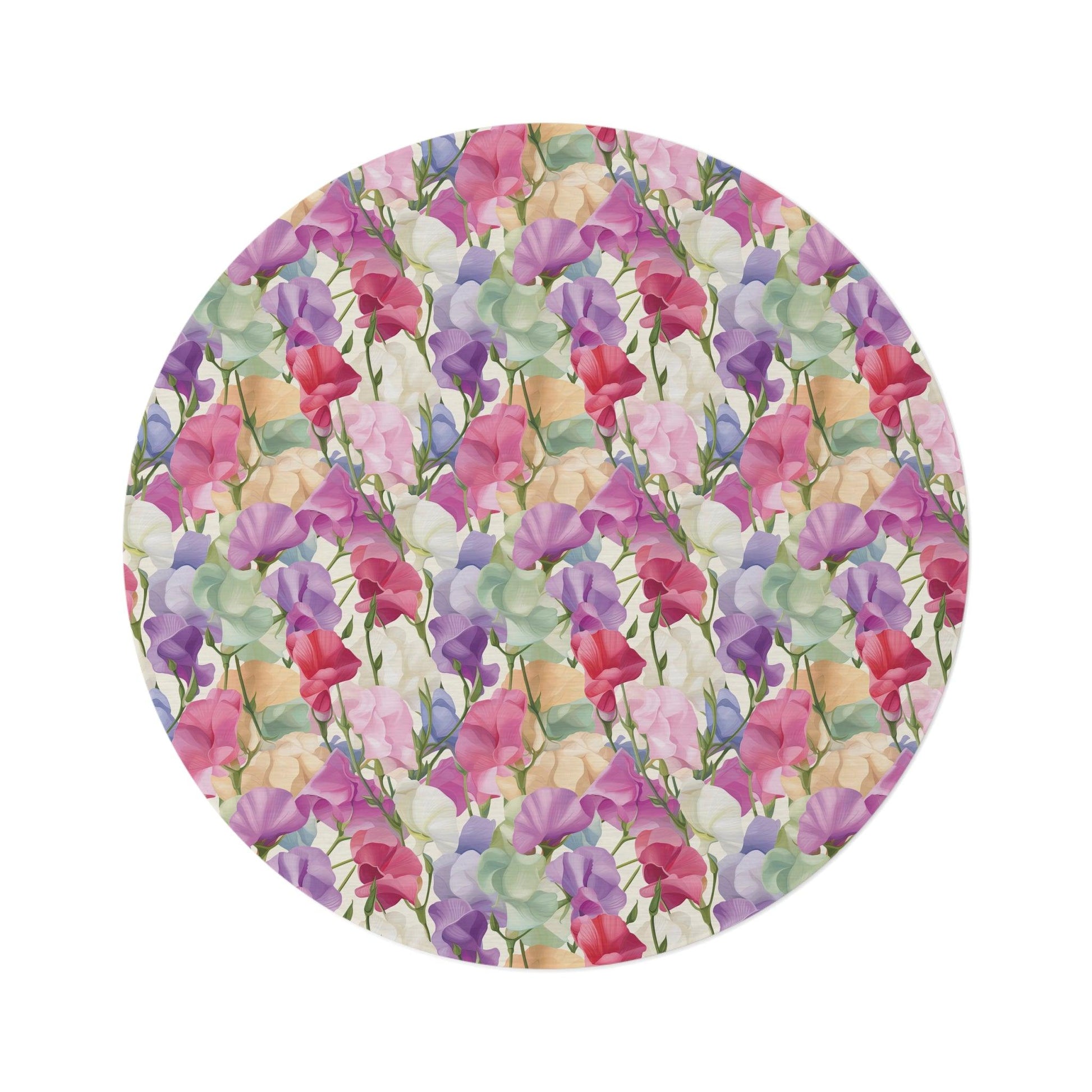Vibrant Pink Purple Blue Boho Chic Botanical Leaf 60x60 Round Rug Nature-Inspired Charm to Any Room Housewarming Gift Newlywed New House Rug interior Designer - MRSBYVALLE