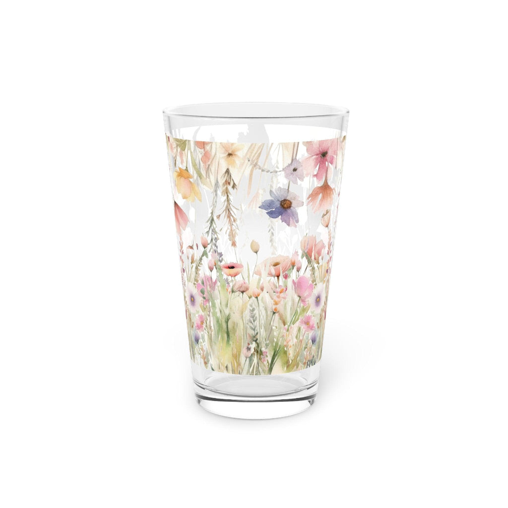 Watercolor Pastel Floral 16oz Pint Glass Gifts, Party Drinkware, Cocktail, Wedding Perfect for Parties Glassware - MRSBYVALLE