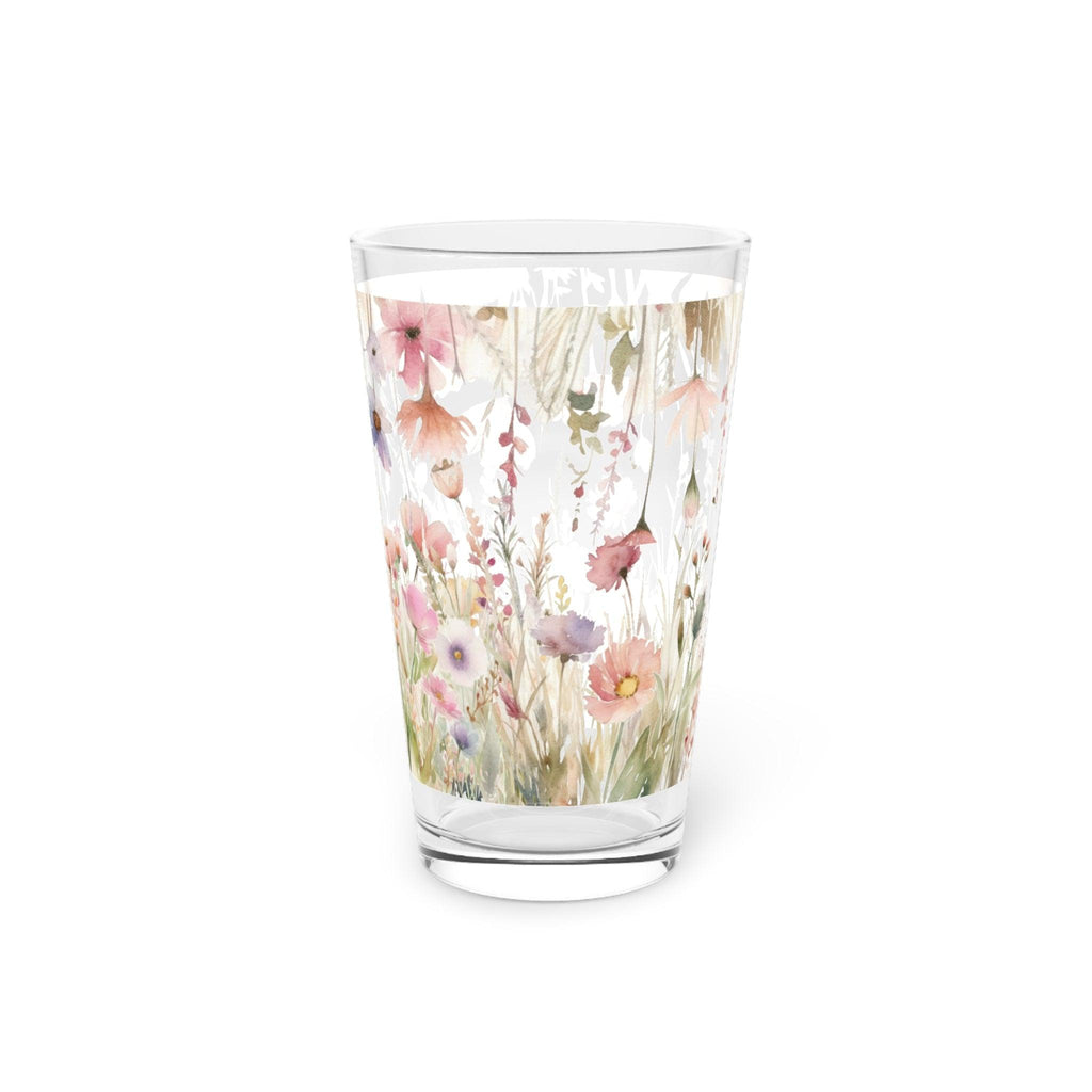 Watercolor Pastel Floral 16oz Pint Glass Gifts, Party Drinkware, Cocktail, Wedding Perfect for Parties Glassware - MRSBYVALLE