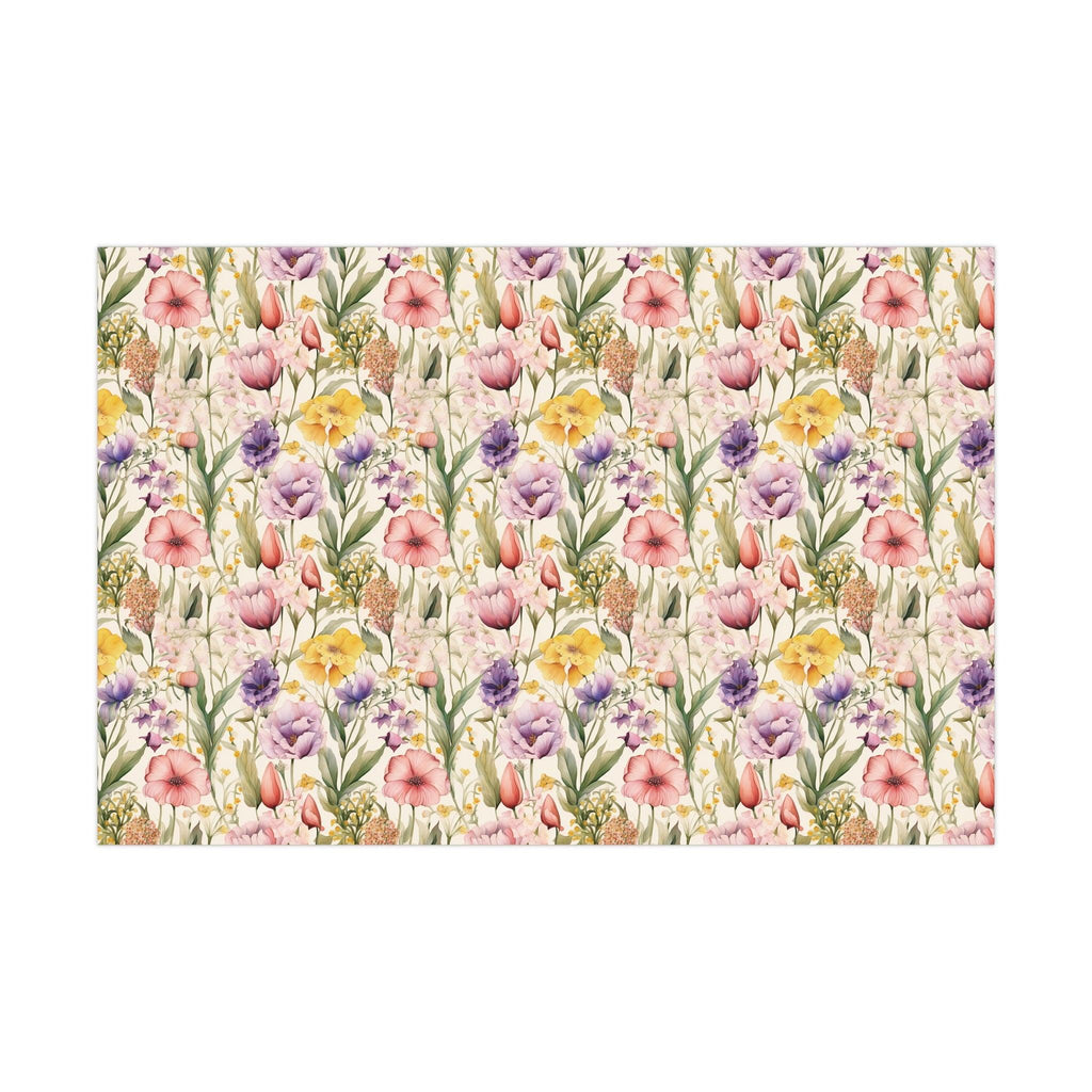 Watercolor Wildflowers Soft Pink, Peach, Purple, and Green Yellow Wrapping Paper Perfect for Elegant Gifts & Spring Celebrations Bridal Showers - MRSBYVALLE