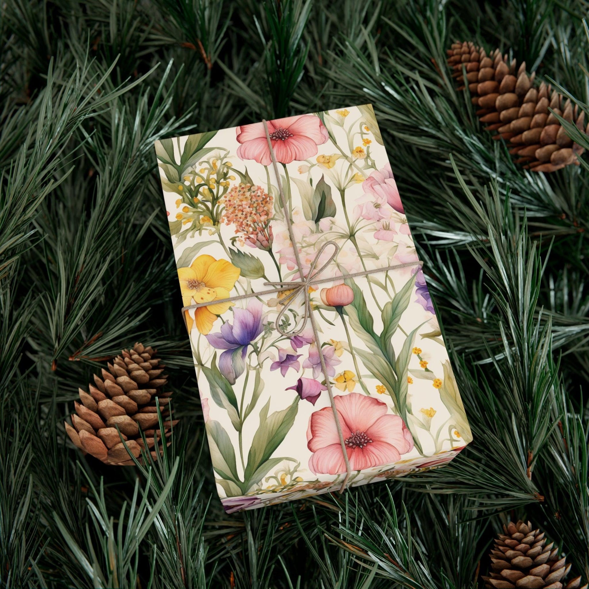 Watercolor Wildflowers Soft Pink, Peach, Purple, and Green Yellow Wrapping Paper Perfect for Elegant Gifts & Spring Celebrations Bridal Showers - MRSBYVALLE