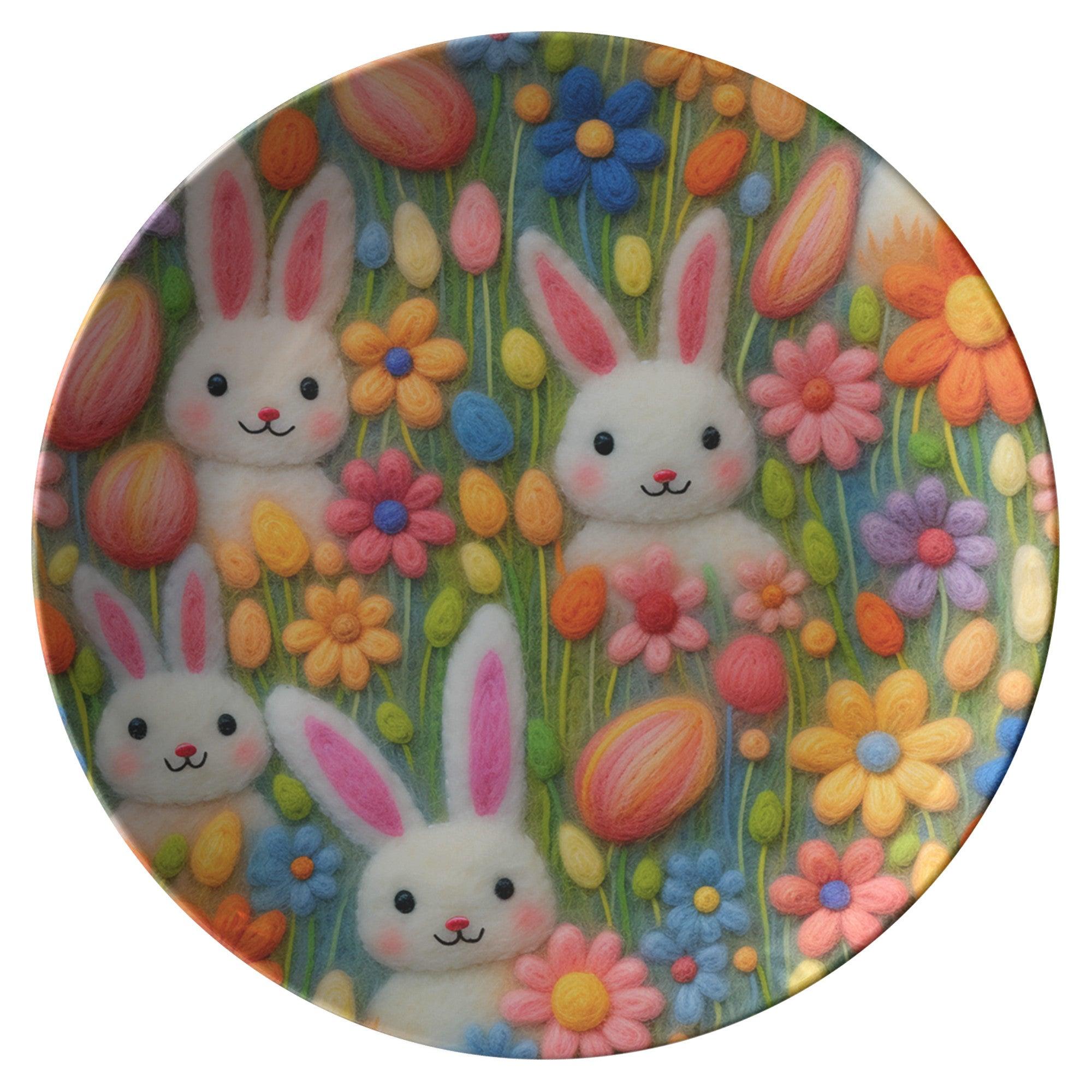 Whimsical 10-Inch Plate 3D Illusion Bunny Easter Fun & Festive Dinnerware - MRSBYVALLE