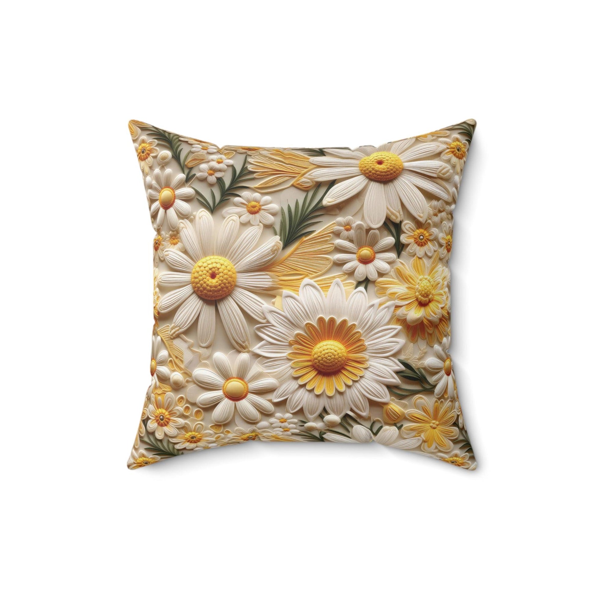 Yellow and White Daisy Flower Accent Pillow Elevate Your Décor with Floral Charm and Comfort Stylish Accent Housewarming Gift, New House Gift - MRSBYVALLE