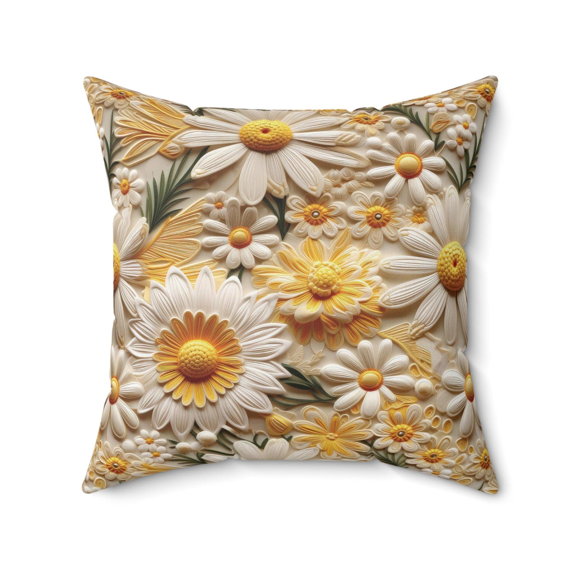Yellow and White Daisy Flower Accent Pillow Elevate Your Décor with Floral Charm and Comfort Stylish Accent Housewarming Gift, New House Gift - MRSBYVALLE