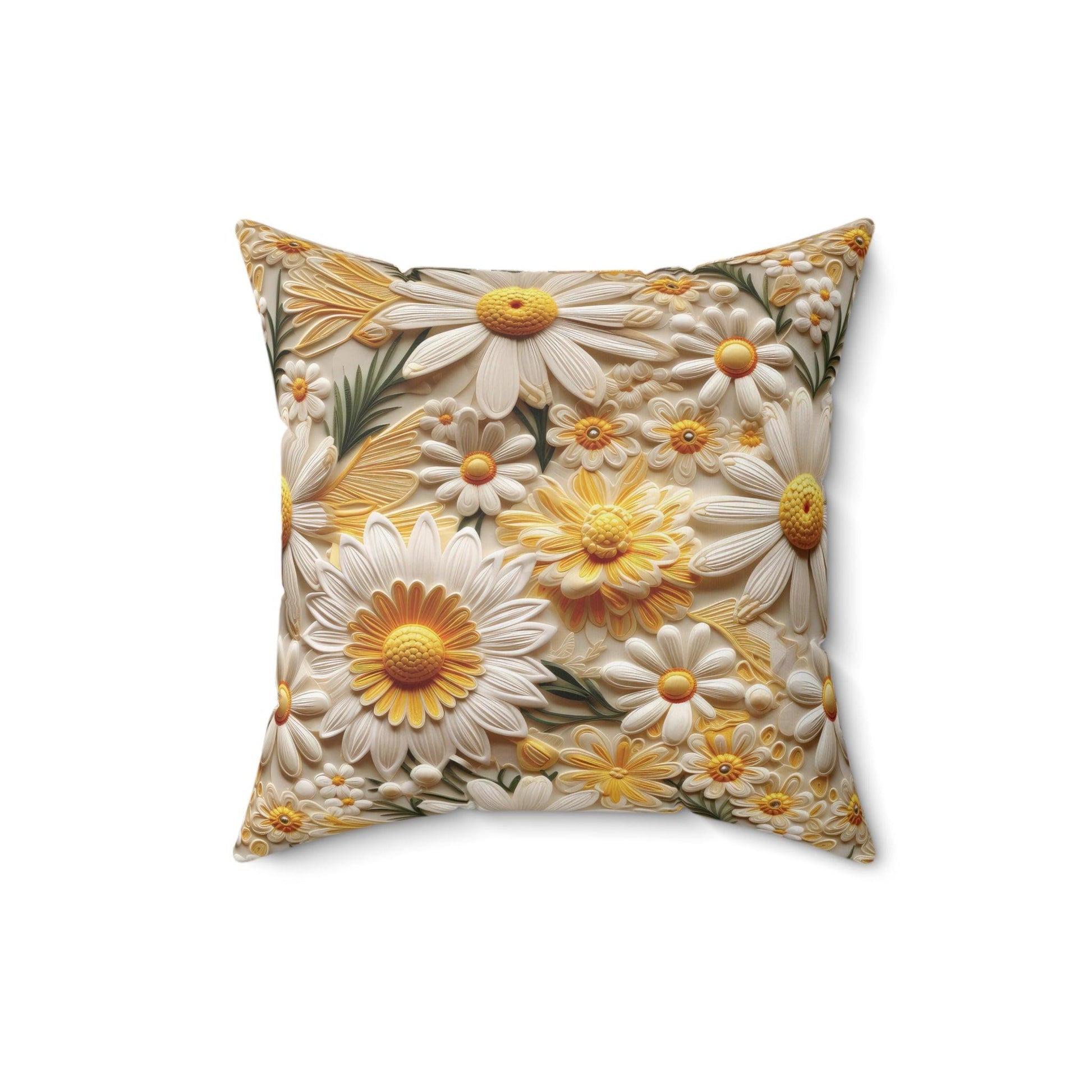 Yellow and White Daisy Flower Accent Pillow Elevate Your Décor with Floral Charm and Comfort Stylish Accent Housewarming Gift, New House Gift - MRSBYVALLE