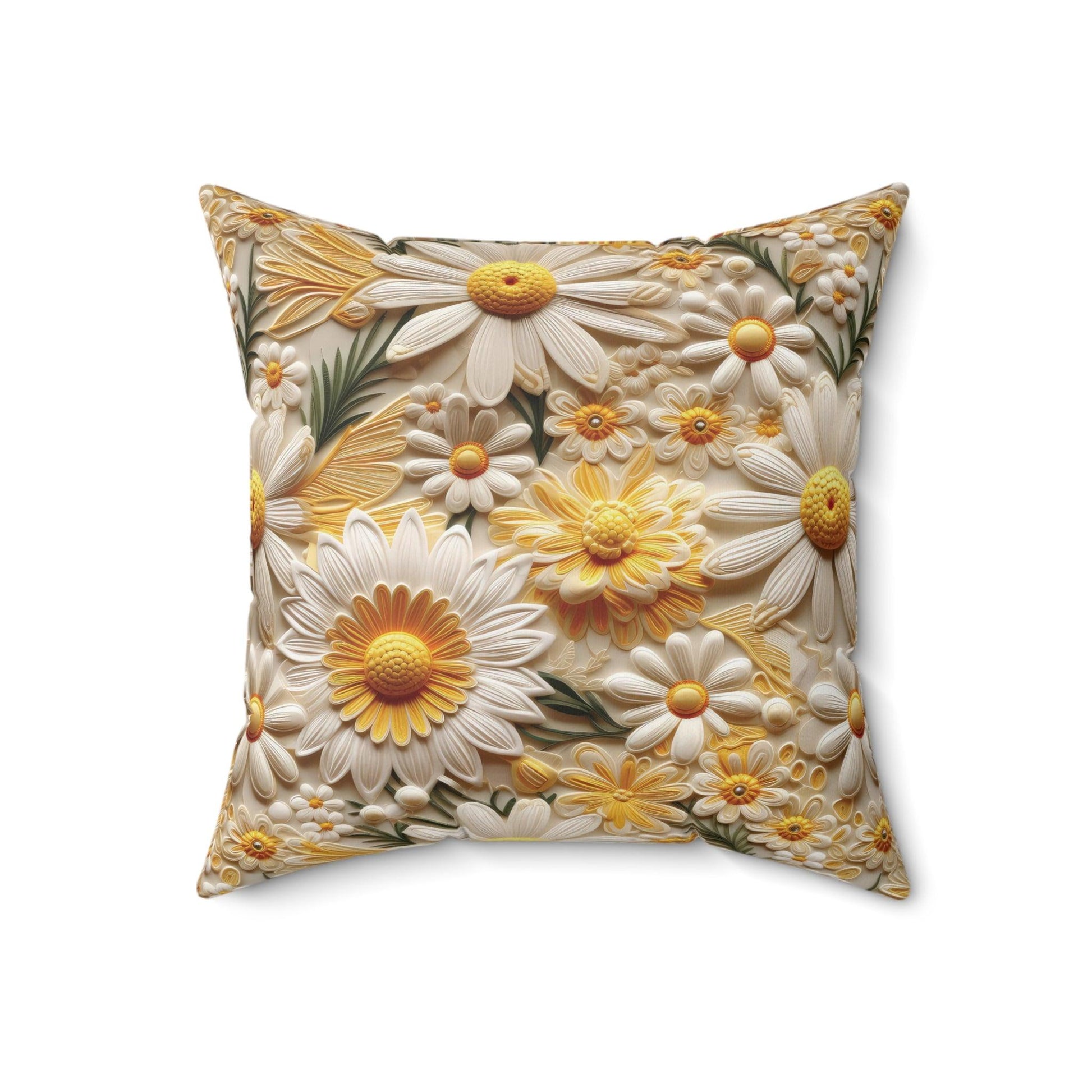 Yellow and White Daisy Flower Accent Pillow Elevate Your Décor with Floral Charm and Comfort Stylish Accent Housewarming Gift, New House Gift - MRSBYVALLE