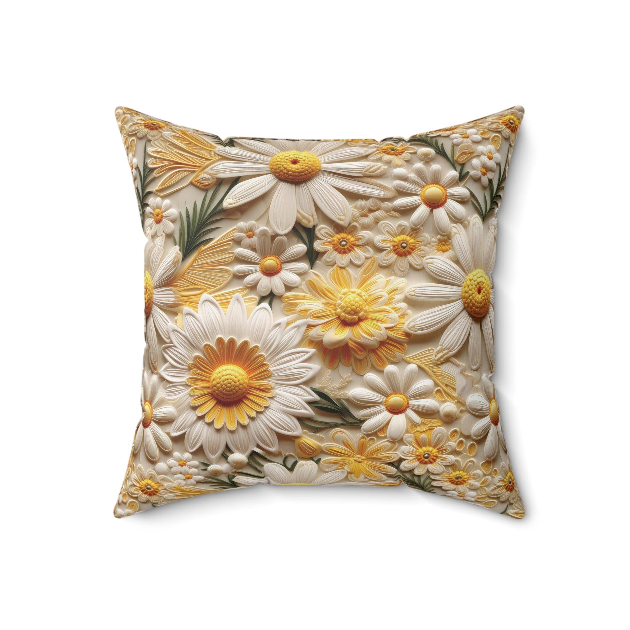 Yellow and White Daisy Flower Accent Pillow Elevate Your Décor with Floral Charm and Comfort Stylish Accent Housewarming Gift, New House Gift - MRSBYVALLE