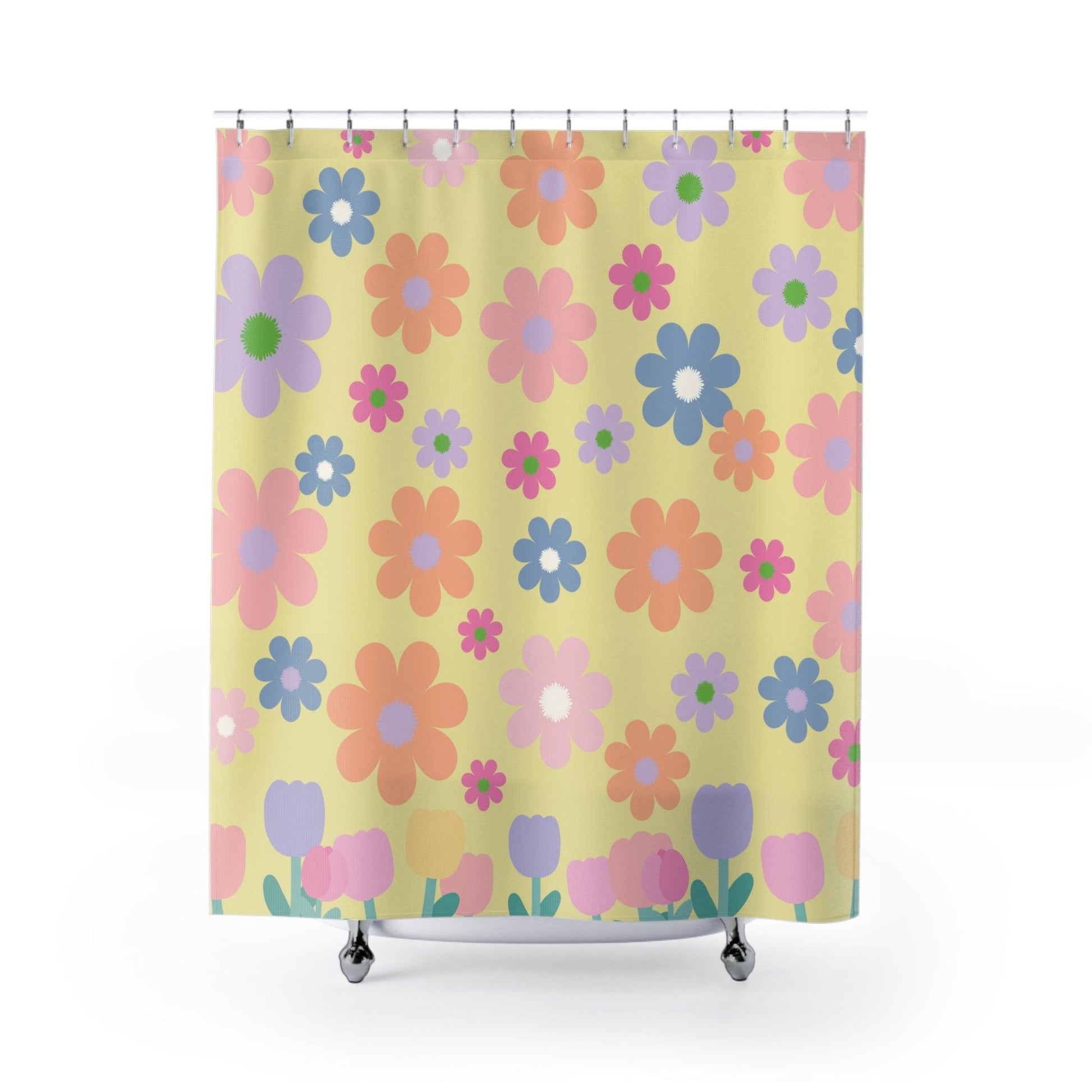 Yellow Boho Chic Pastel Spring Colors Shower Curtain 71x74 Inches Nature-Inspired Oasis in Your Bathroom Housewarming New House Gift Newlywed Wedding Gift - MRSBYVALLE